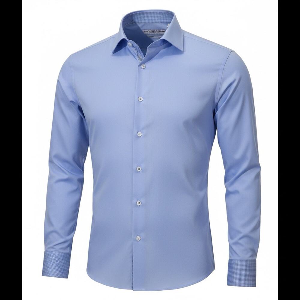 Nick Graham Everywhere Mens Long Sleeve Dress Shirt Blue NWT Sz 17-17.5 34-35